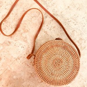 Round Ratan Crossbody Bag